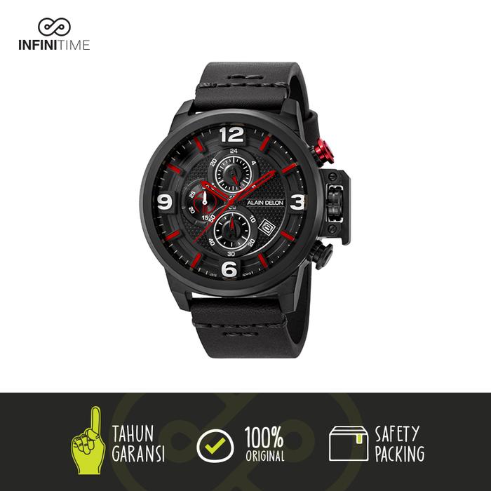 Jam Tangan Alain Delon Pria AD419-1765C Black ORIGINAL GARANSI RESMI