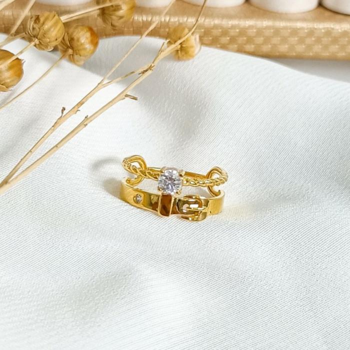 Cincin Emas asli model lempeng