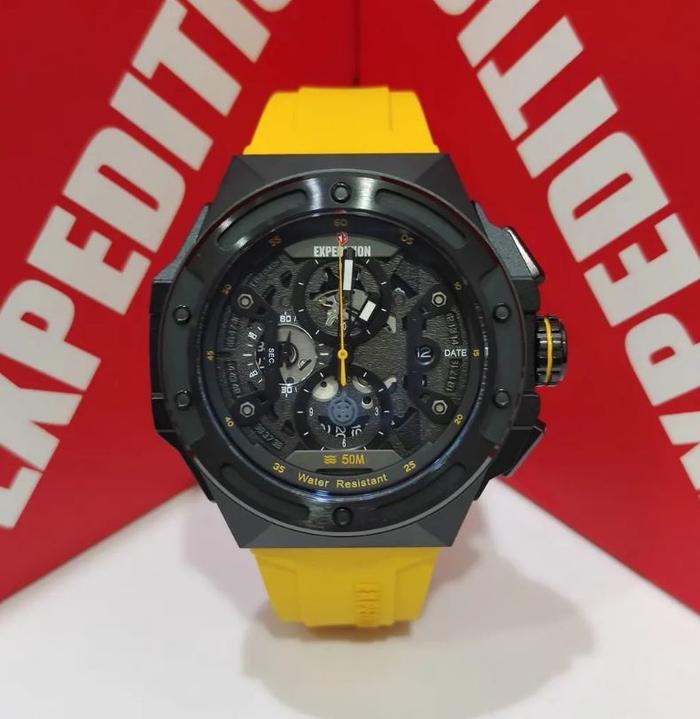 Jam Tangan Expedition E6818M Light Yellow Rubber Strap