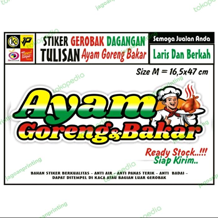 Stiker Gerobak Etalase Kaca Nama Toko Nama Usaha Tulisan Ayam Bakar