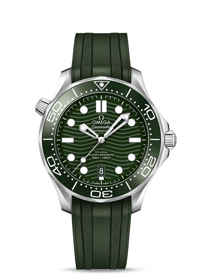 Omega Seamaster 300 Professional Green Rubber strap 210.32.42.20.10.00
