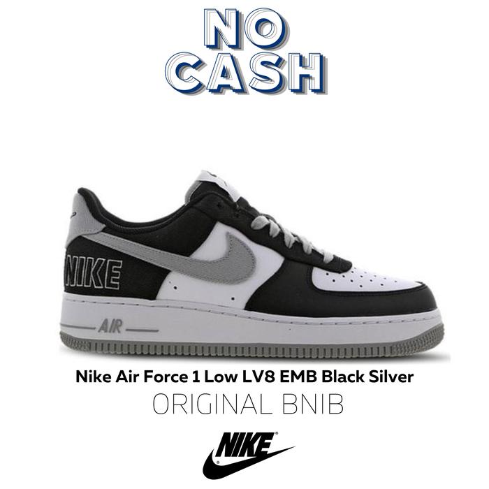 Nike Air Force 1 Low LV8 EMB Black Silver Original BNIB