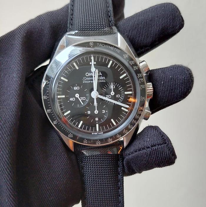 Original - Omega Speedmaster Moonphase Hesalite Crystal Nylon Watch