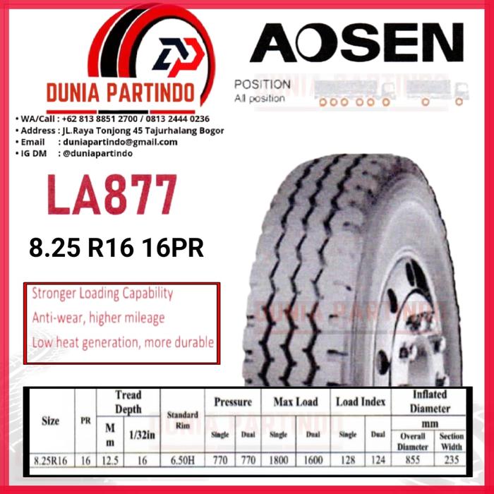 Ban Truk AOSEN LA877 Uk 8.25R16 16PR , Chat Diskon Untuk Harga&Stok