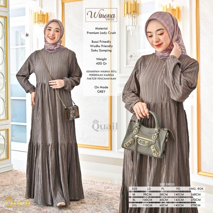 WINONA Dress Gamis Simpel Quail Hijab Bahan Premium Lady Crush Ori