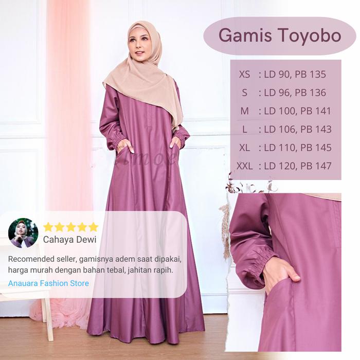 baju gamis wanita terbaru murah katun toyobo fodu original - ungu tua