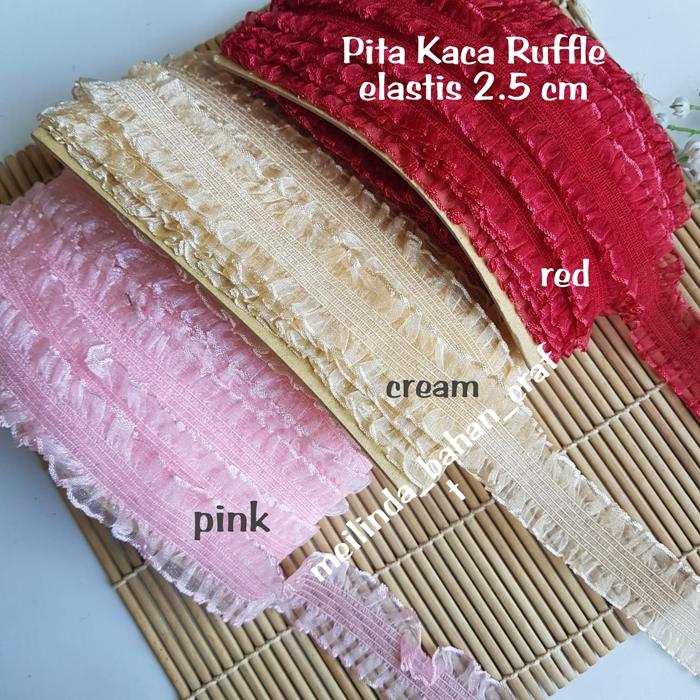kode P110-2 KARET RUFFLE ELASTIS ORGANZA FOE KERUT PITA KACA RUFFLE