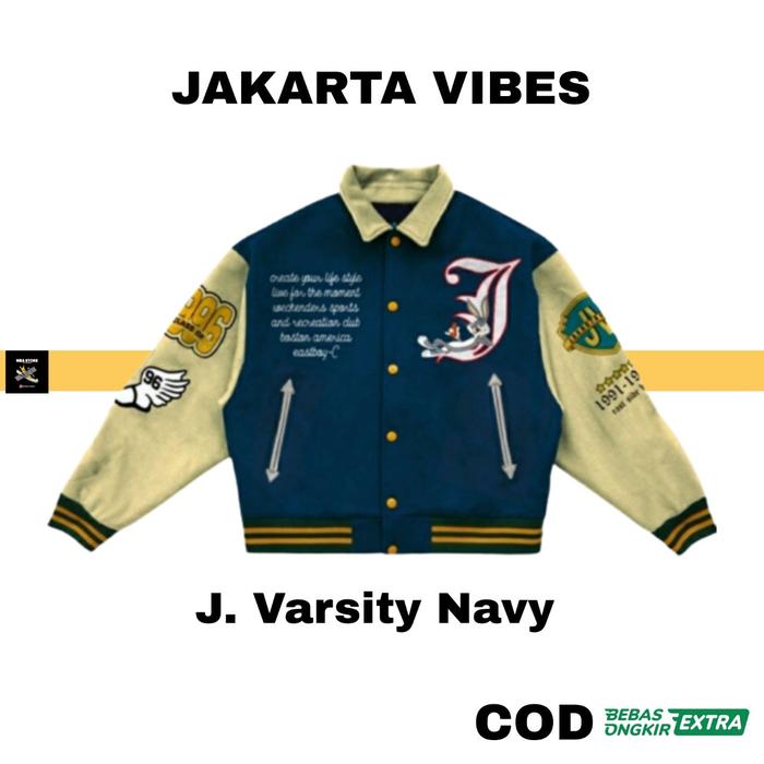 JAKARTA VIBES - VINTAGE J VARSITY NAVY / VARSITY PRIA WANITA