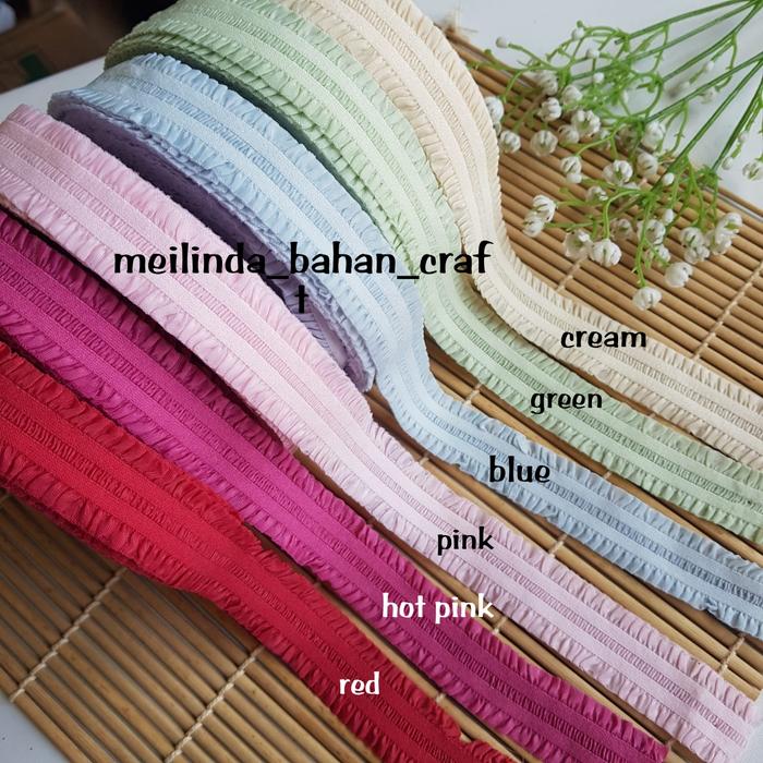 kode P110-1 KARET RUFFLE ELASTIS FOE KERUT PITA RUFFLE 25 mm