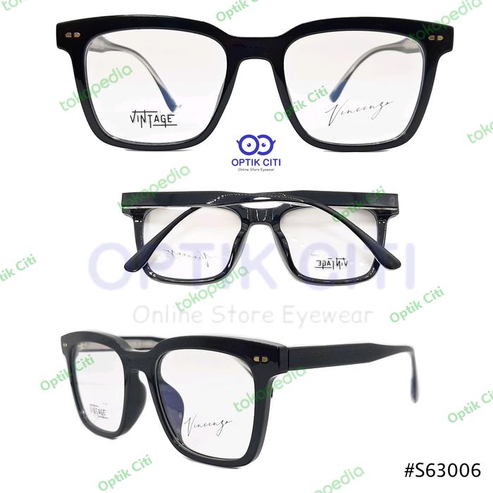 frame kacamata pria wanita kotak besar vincenzo vintage 63 06 Original