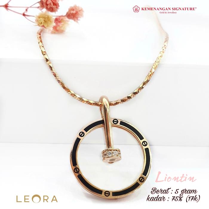Liontin Emas Rose Gold Model Fashion LEORA By AMERO Full Enamel Hitam