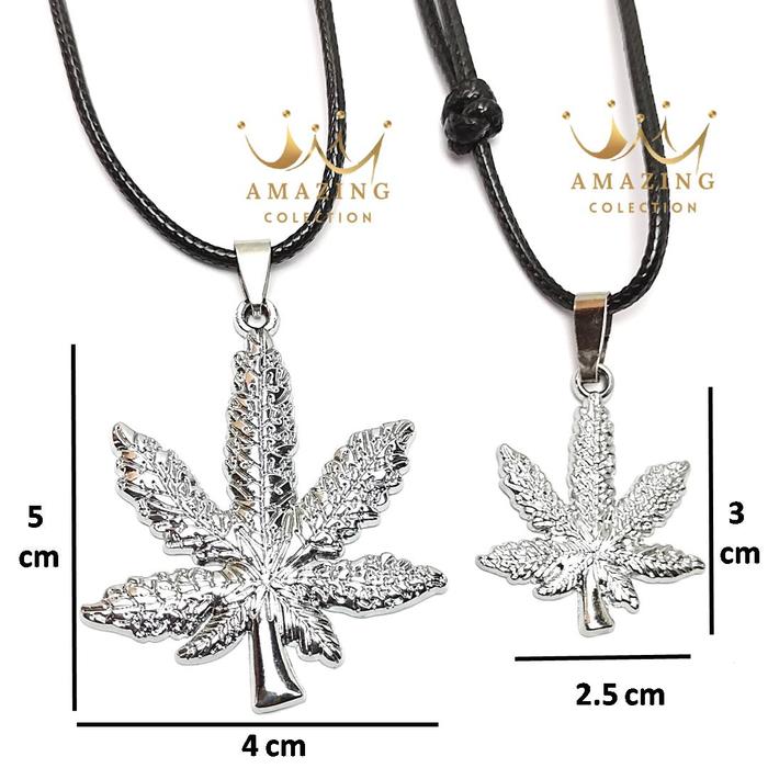 Kalung Pria Tali Hitam Liontin Daun Kalung Tali Pria Keren Terbaru