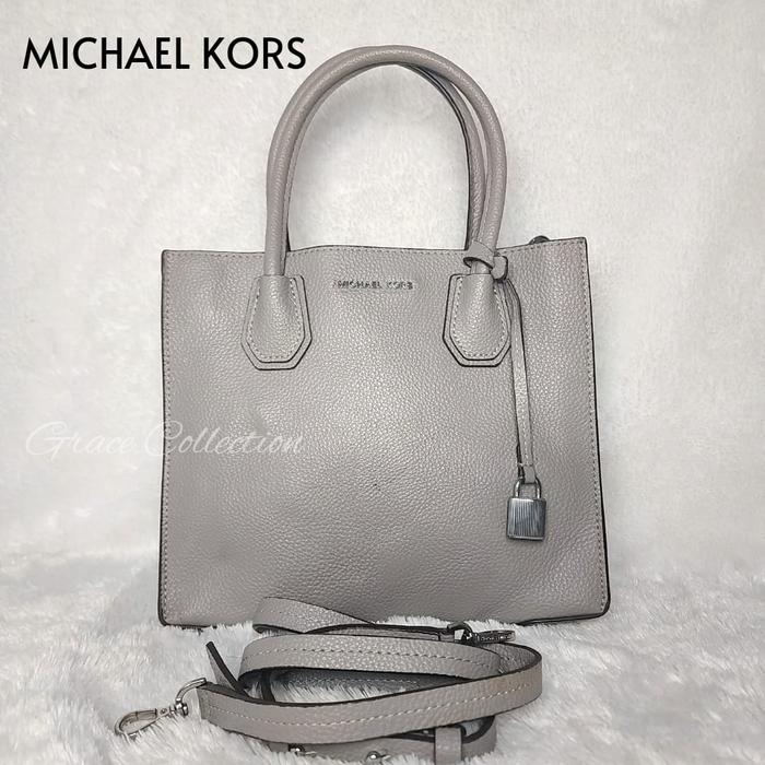 TAS WANITA BRANDED ORIGINAL - MK MERCER LEATHER TOTE GREY 2 WAY BAG