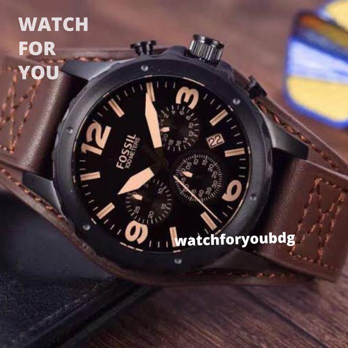 Jam Tangan Fossil JR1511 Nate Chronograph Brown Leather JR 1511 Ori