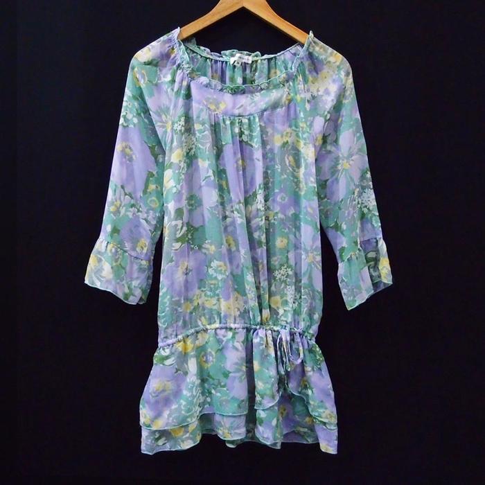 CS434 SIZE M PURPLE GREEN TIPIS BAJU ATASAN WANITA BLOUSE IMPORT BEKAS