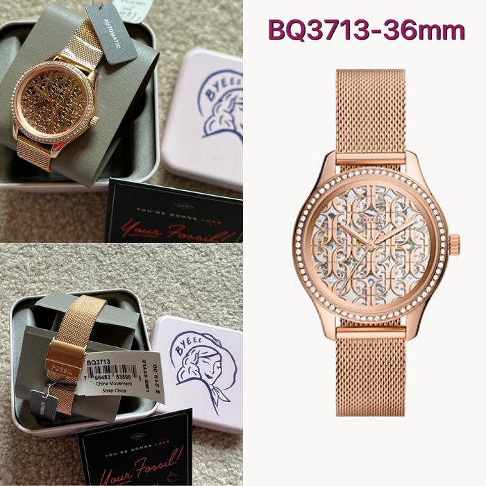 New In Tin Box Jam Fossil Auto Stainless Rose Gold BQ3713 Authentic