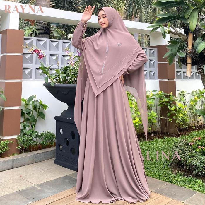 Gamis Syari Set Khimar Premium Rayna Ori. Baju Muslim Wanita. Kado