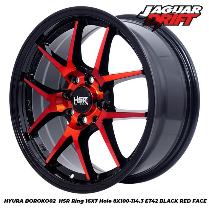 Velg ori HSR HYURA BOROKO 02 HSR R15X65 H8X100-114,3 ET42 BK/RED FACE