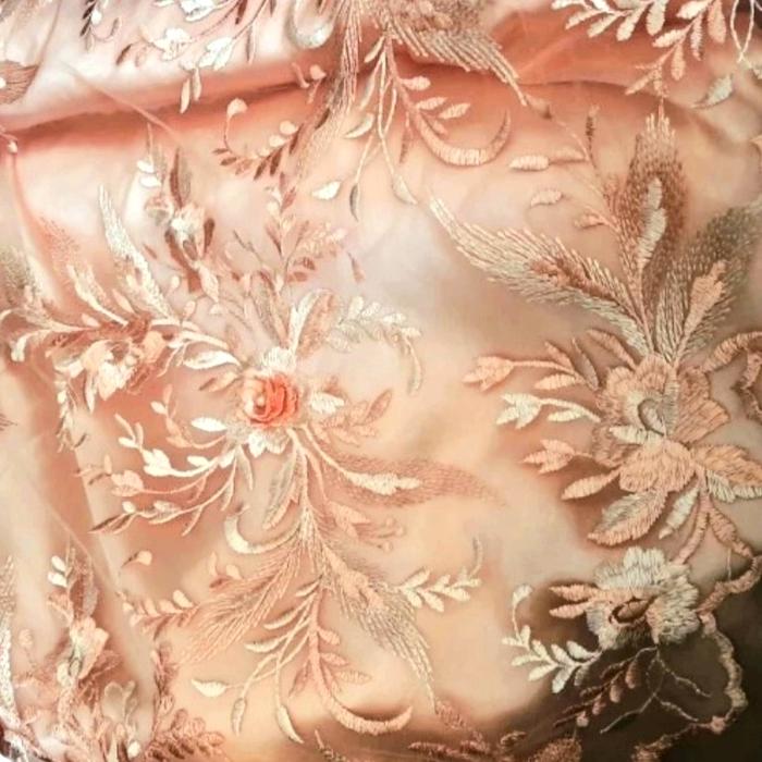 Kain kebaya Brokat TileTulle 3D Bordir Salem bagus mewah per 50cm