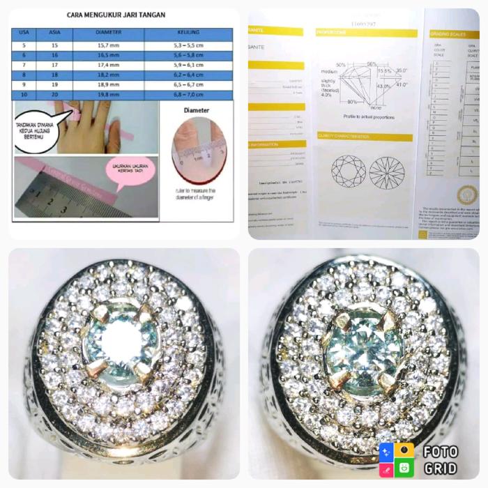 BLUE GRA MOISSANITE ASLI SERTIFIKAT