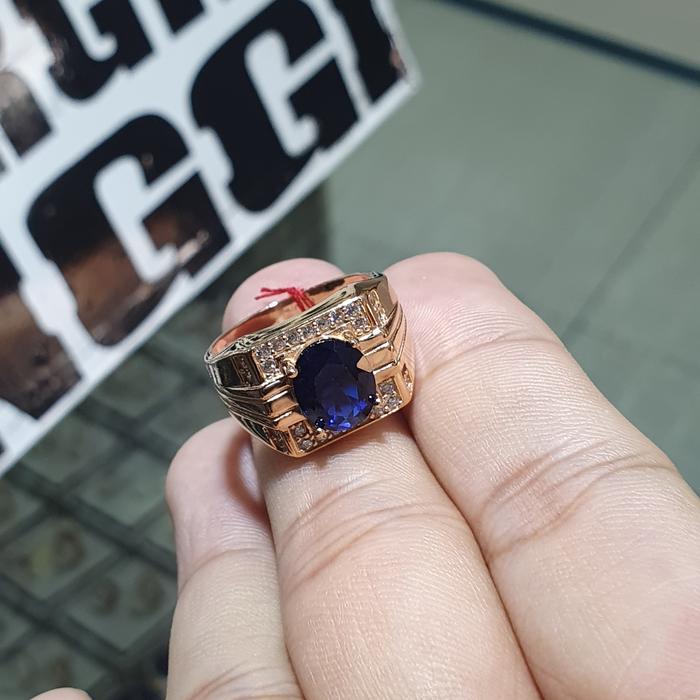 cincin cowo pria mata biru model classiclook emas