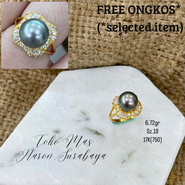 Cincin emas mutiara hitam emas 17k 750