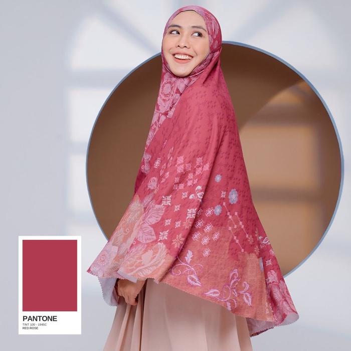 Instan Khimar Printing Red Rose merajut kisah oki setiana dewi