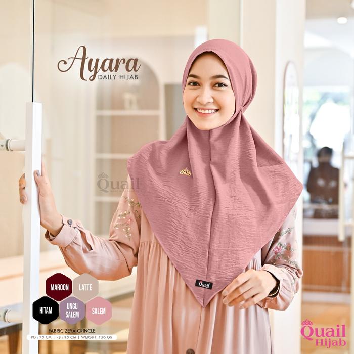 AYARA Daily Hijab Tali Belakang pin Quail hijab Bahan Zeya crinkle