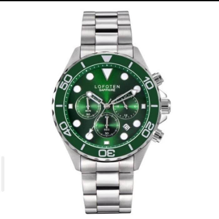 Jam Tangan Pria LOFOTEN F6521 SILVER GREEN RANTAI ORIGINAL