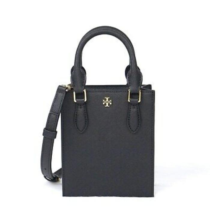New Tory Burch Emerson Black Mini Shopper Tote Crossbody Purse Bag 827