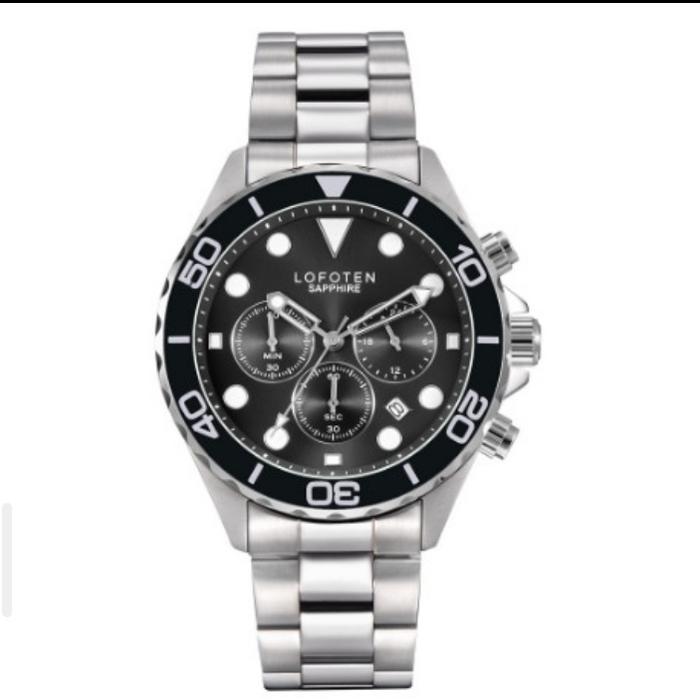 Jam Tangan Pria LOFOTEN F6521 SILVER BLACK RANTAI ORIGINAL