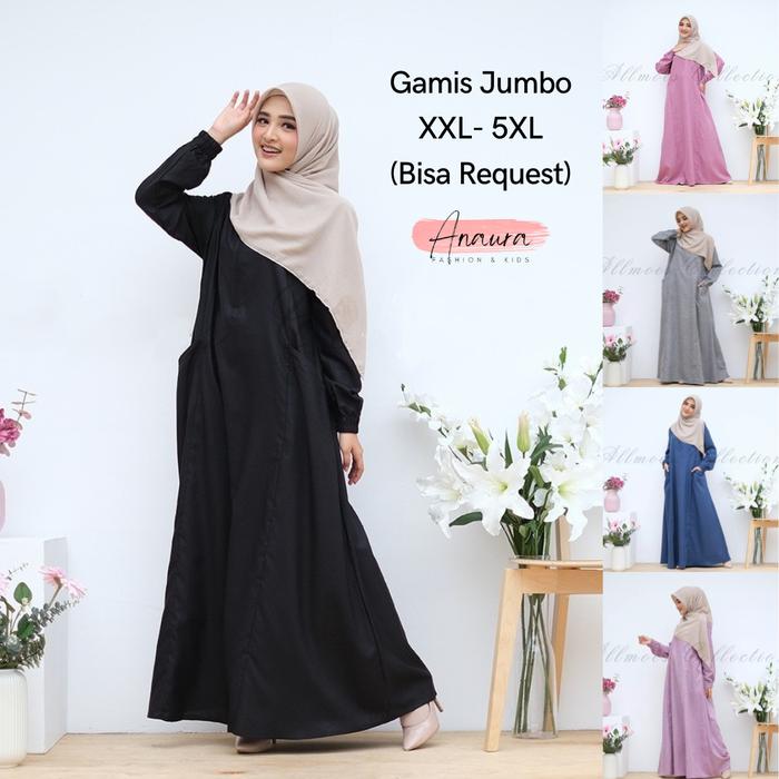 Gamis Jumbo Size Bahan Katun Madina Fodu Original Simple & Elegan