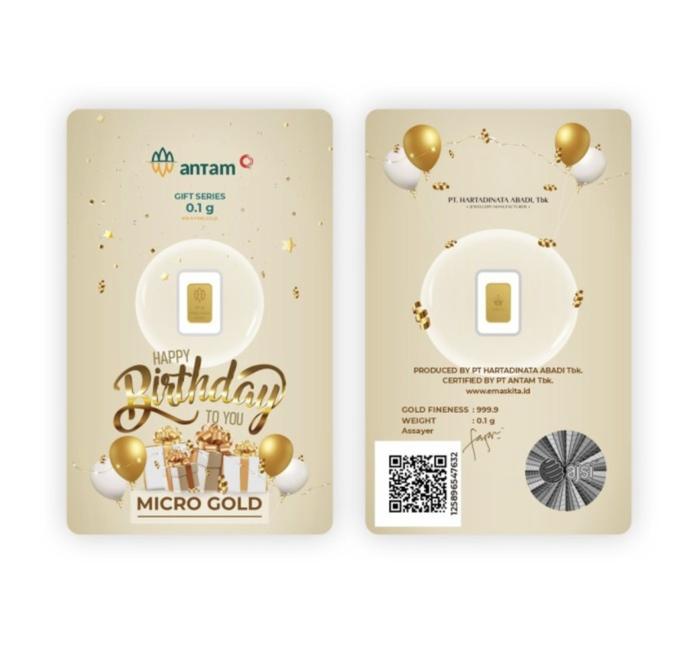 Emas Ulang Tahun Logam Mulia Antam 0.1 gram LM Happy Birthday Souvenir