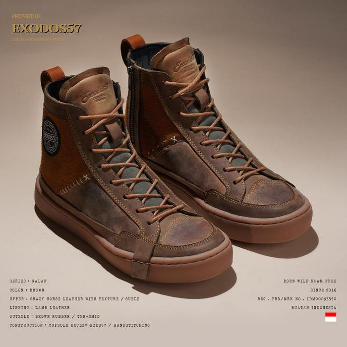 Sepatu Sneakers Kulit Pria Exodos57 Galan Brown