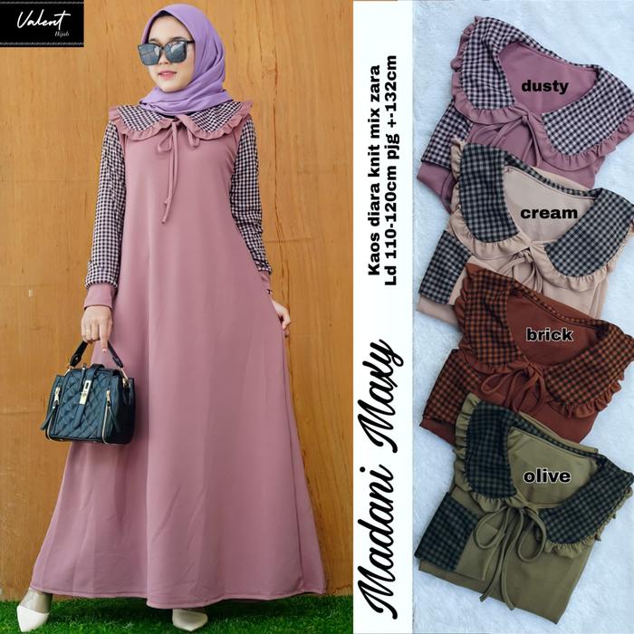 gamis dres wanita terbaru madani maxi mat kaos diara knit mix zara