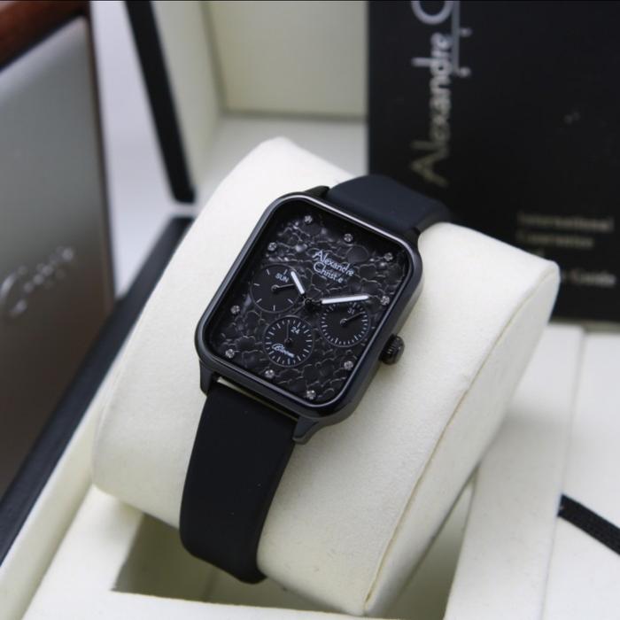 ALEXANDRE CHRISTIE AC 2A04 FULL BLACK AC2A04 WANITA ORIGINAL,,RUBBER