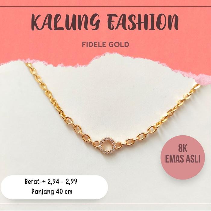 Kalung Bulat Permata Simple Kalung Emas Simple Kalung Korea Style