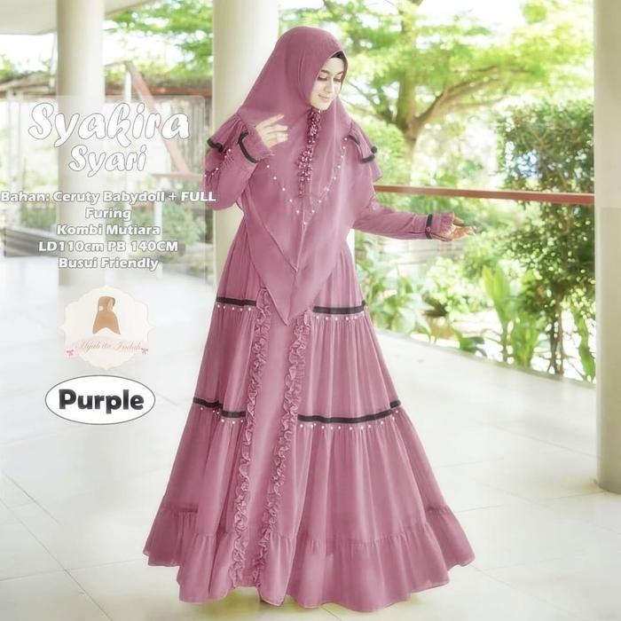 SYAKIRA SYARI Gamis Syari Set Kerudung Dress Mewah Baju Gamis Dewasa