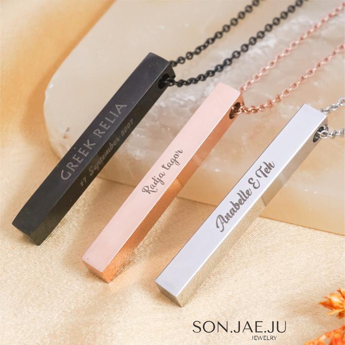 Kalung Pria Wanita Hazel Necklace Custom Kata Nama Ukir Engrave
