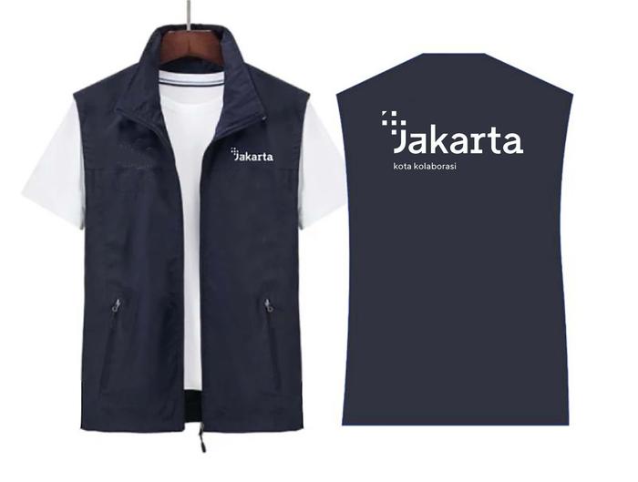 Rompi / Vest Jakarta Kota kolaborasi Bordir warna biru dongker