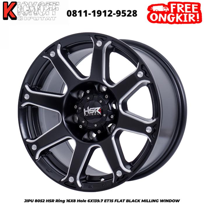 VELG TIPE JIPU HSR 16x8 6x1397 ET 15 FLAT BLACK MILLING VELG HSR WHEEL
