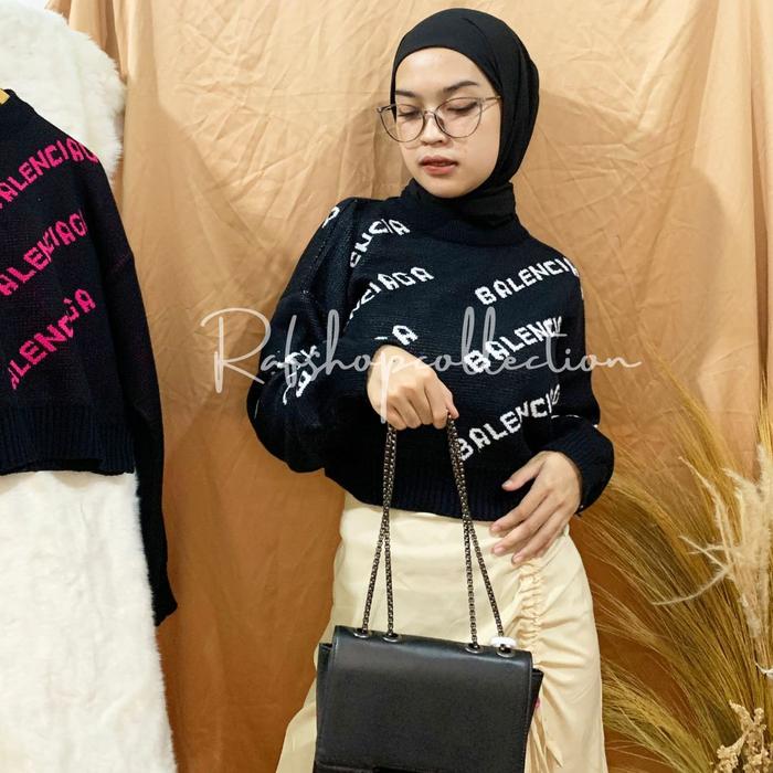 CREWNECK BAL*NCIAGA SWEATER CROP SWEATER RAJUT RAJUT TEBAL