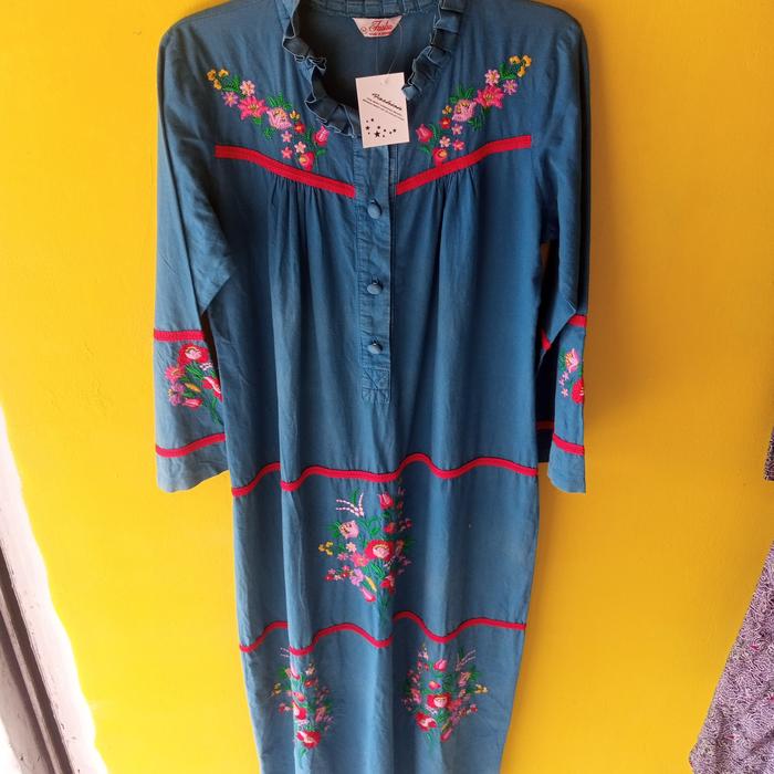 GAMIS BIRU TOSCA BORDIR