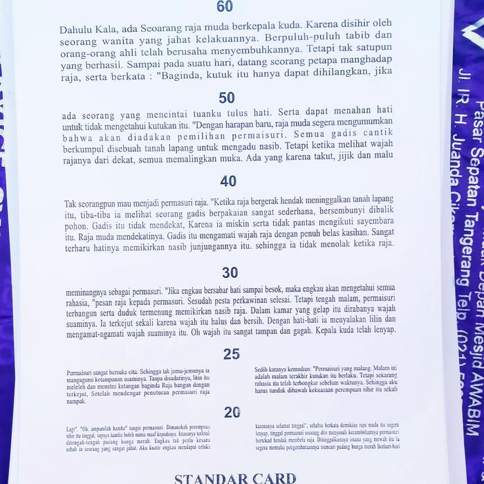 JAEGER KARTU BACA READING CHART PERIKSA MATA