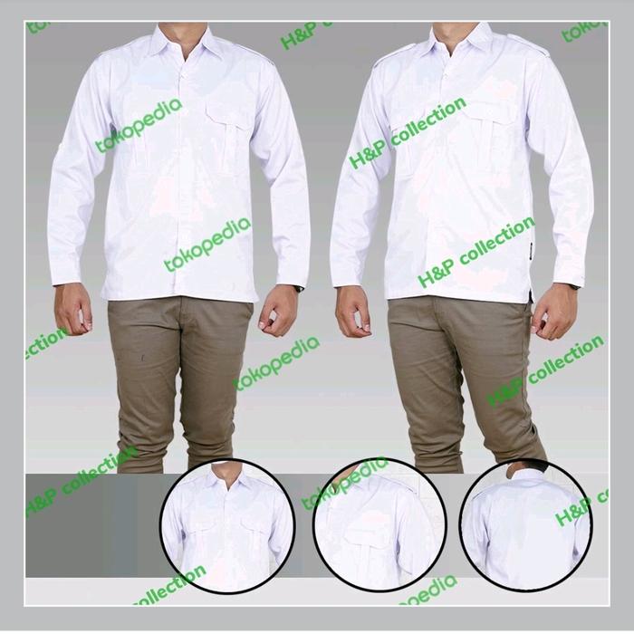 Baju Kemeja Lapangan PDL Denver Drill Tebal -  Baju Kemeja Lapangan PDL Pria - Kemeja PDL Putih