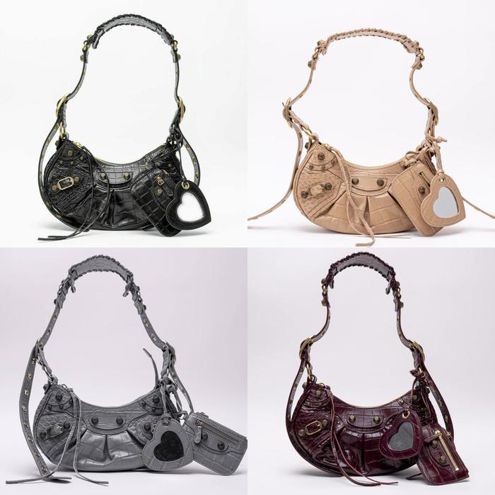 Balenciaga Le Cagole XS Shoulder Bag Croco Embossed