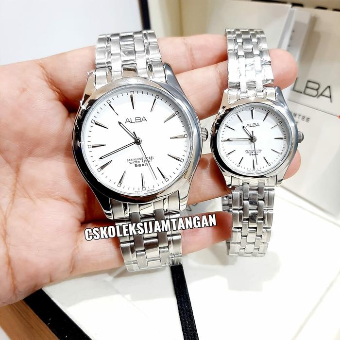 JAM TANGAN COUPLE ALBA ARSY17X1 & ARSY33X1 SILVER ORIGINAL GARANSI