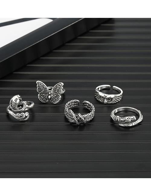 LRC Cincin Fashion Metal Butterfly Owl Dragon Koi Ring V9146x