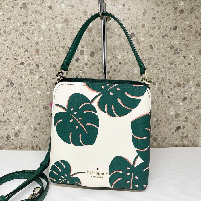 TAS KS SMALL DARCY BUCKET BAG MONSTERA LEAVES CREAM MULTI