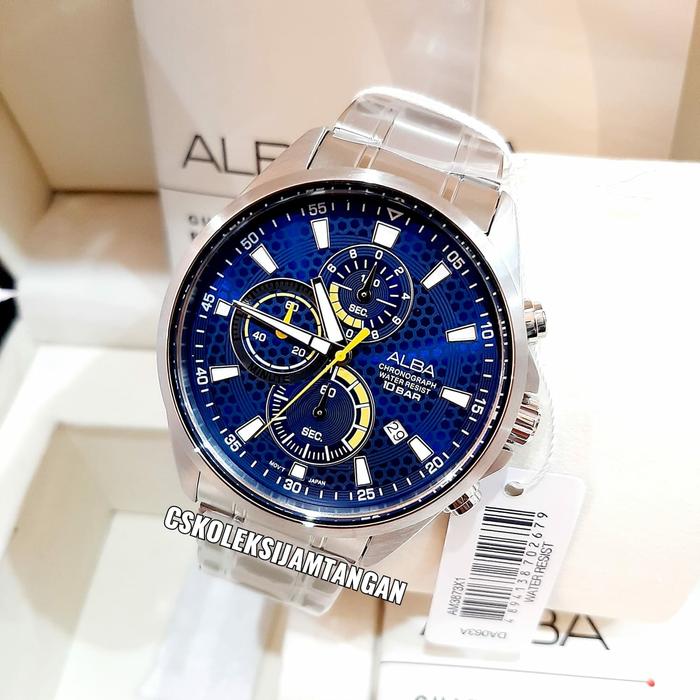 JAM TANGAN PRIA ALBA AM3873X1 AM3873 SILVER BLUE CHRONOGRAPH ORIGINAL